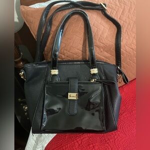 Black Patent & Pebble Tote Bag - Chic Women's Handbag